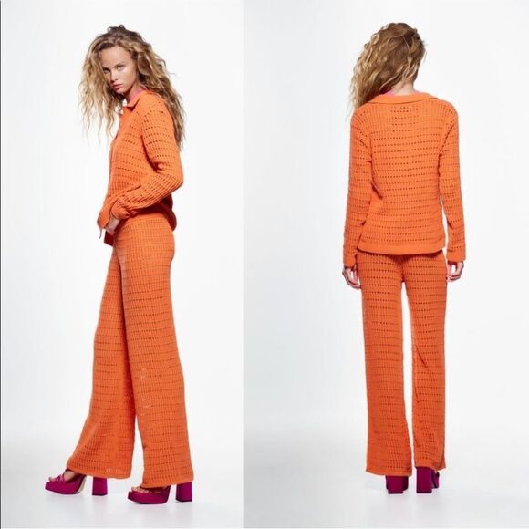 Zara orange chenille knit pants NWT - Picture 11 of 11